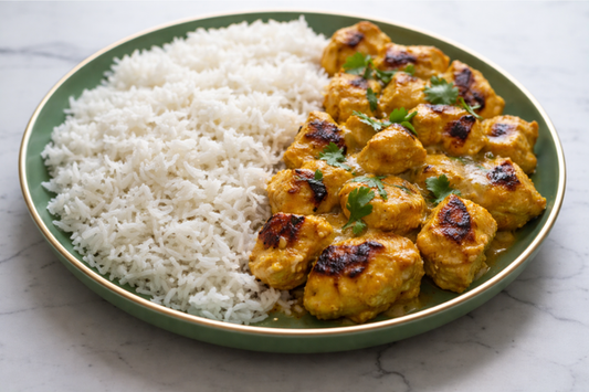 Poulet au curry coco avec riz blanc basmati